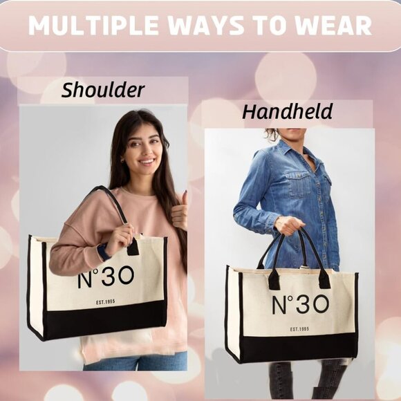 Birthday Tote Bag Canvas Gift for Women Keepsake Party Beach Travel - Picture 6 of 7